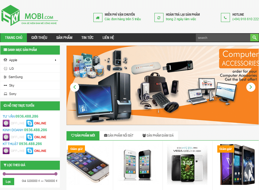 Mẫu theme wordpress điện thoại di động đẹp